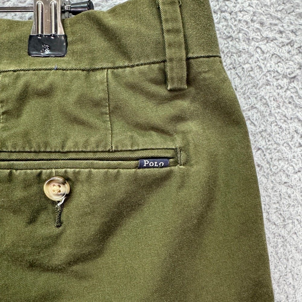 Polo Ralph Lauren Pants Mens 32x30 Olive Green Stretch Straight Fit Chino Preppy - Picture 3 of 13